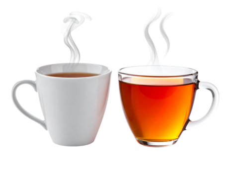 Steaming cup of tea bundle isolated on transparent background