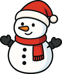 Cute Cartoon Snowman Illustration Minimalist Winter Character Vector