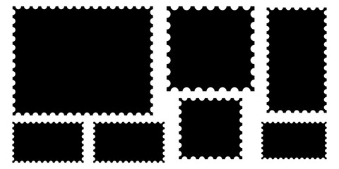 Black border postage stamp template set for creative projects