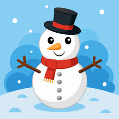 Classic snowman with carrot nose