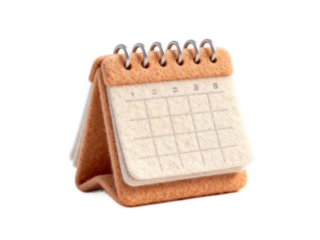 [Transparent Background PNG]Mini felt calendar with blank pages for scheduling and planning