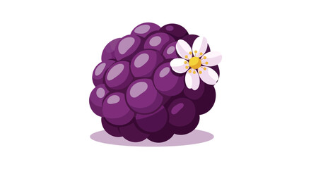 Vibrant Illustration of a Fresh Blackberry with a Delicate Blossom on a White Background
