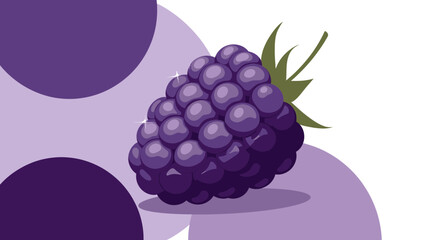 Vibrant Illustration of a Fresh Blackberry with a Playful Geometric Background