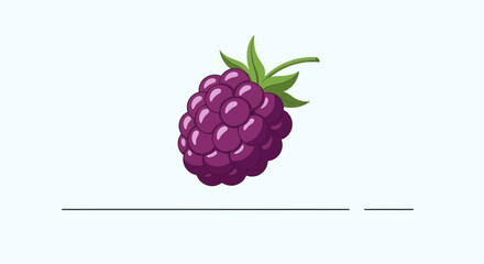 Vibrant Illustration of a Freshly Picked Blackberry on White Background for Design