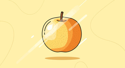 Vibrant Illustration of a Fresh, Stylized Pear on a Solid Yellow Background