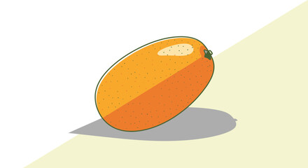 Vibrant Illustration of a Freshly Picked Kumquat Fruit with Detailed Vector Shadow