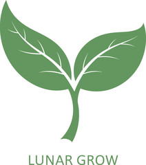 Lunar Grow logo of vibrant plant with sprouting leaves vector illustration