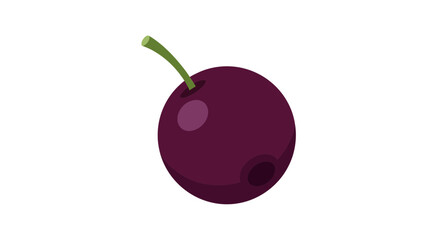 Vibrant Illustration of a Single, Ripe, Purple Berry With a Green Stem
