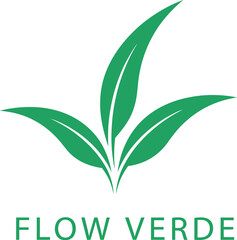 Flow Verde green leaves logo design for sustainable businesses vector illustration    