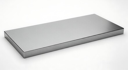 Vector illustration of rectangular metallic block with ribbed edges, reflecting light, isolated on white background