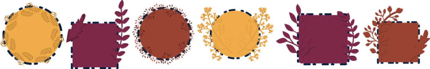 Autumn Leaves Frames Set for Seasonal Design 