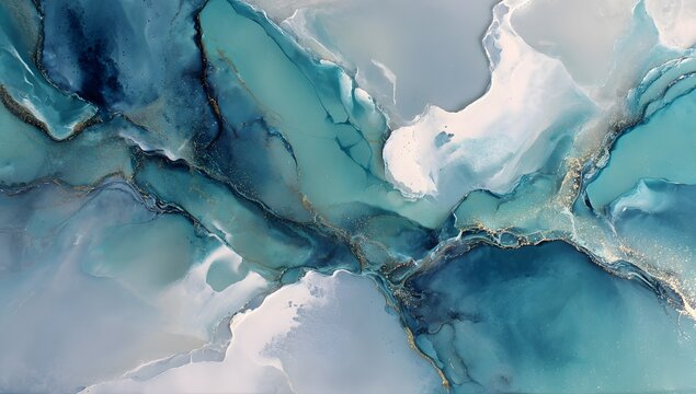 Marbled Abstract in Blue, Teal, and Gold with Fluid Texture for Elegant Interior and Design Use

 - Powered by Adobe