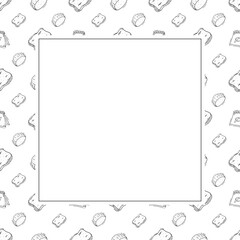 Hand Drawn Bread square frame background	