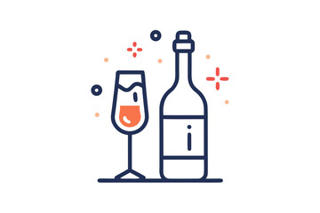 bottle and glass icon subtle bubble details  