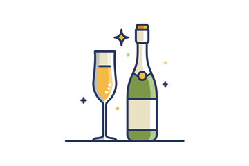 compact champagne bottle beside flute glass subtle  