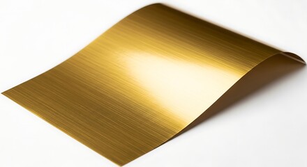 Vector illustration of curved golden sheet with a textured surface isolated on white background
