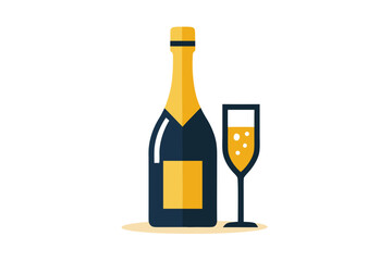 silhouette champagne bottle beside glass