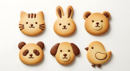 Fototapeta premium Animal shaped cookies on a white surface closeup