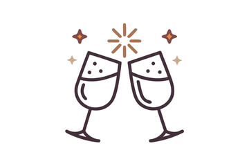 two glasses outlined sparkle dots