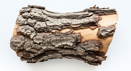 Vector illustration of closeup of rough, textured tree bark isolated on white background