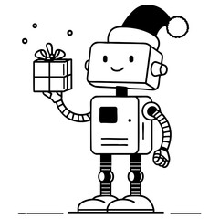 Festive Robot with Christmas Gift