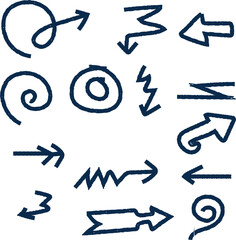 Collection of hand drawn arrows and symbols