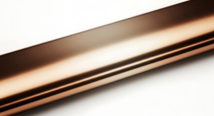 Vector illustration of a smooth, reflective copper pipe with a warm metallic sheen, angled diagonally against a white background
