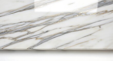Vector illustration of a closeup view of a white marble slab with striking grey and gold veining, showcasing its natural texture and pattern