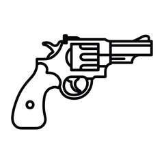 Outline drawing of a classic revolver handgun