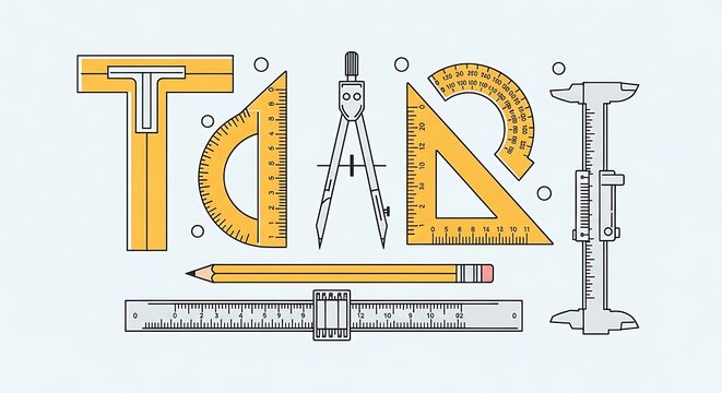 Drafting Tools Illustration - Precision Instruments for Technical Drawing and Design.