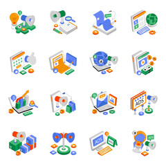 Set of Publicity Isometric Illustrations