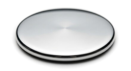Vector illustration of circular metallic object with brushed surface and reflective sheen isolated on white background