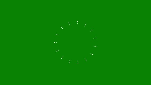 Fireworks line burst and circle explosion on green screen animation with radiant glowing trails, luminous sparks, and shiny effects for Christmas celebration videos and New Year festival intros. 4K