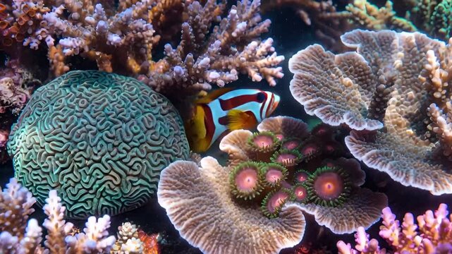 Vibrant Coral Reef Ecosystem: Underwater Marine Life and Colorful Fish