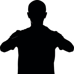 Silhouette of a Person with Arms Extended Back View.