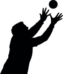 Silhouette of a Person Reaching for a Ball in the Air.