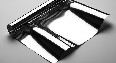 Vector illustration of a sheet of crumpled aluminum foil reflecting light, isolated on white background