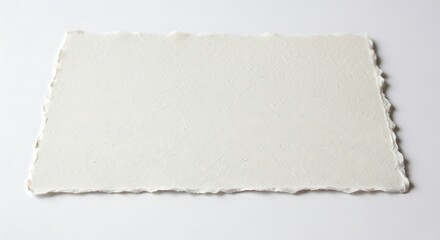 Vector illustration of a flat sheet of handmade paper with torn edges, isolated on white background