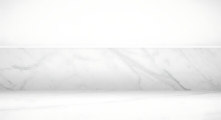 Vector illustration of minimalist interior design with a clean white marble wall and floor, creating a bright and airy atmosphere with subtle natural stone texture