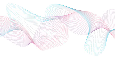 Stylized line art background. Vector illustration. Wave with lines created using blend tool. Curved wavy line, smooth stripe.