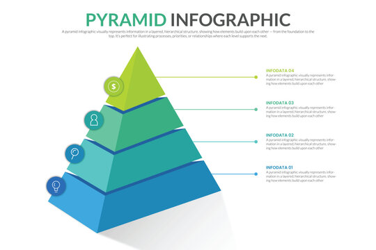 Pyramid Infographic, funnel pyramid business infographic with 5 charts. Template can be edited, recolored, editable. EPS Vector
