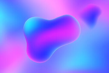 Smooth, amorphous blobs of vibrant neon colors, glowing and iridescent, float on a soft, blurred background.