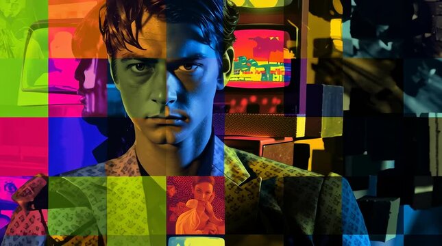 collage contrasting minimalist social media thumbnails vs chaotic 2000s TV stills, bright colors clashing, clean vs messy design split, cinematic lighting, dynamic composition,
