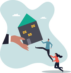 Eviction and mortgage debt, foreclosure or difficulty to payback bank mortgage loan.about a man and his life.