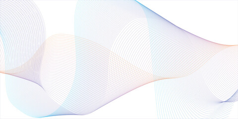 White background. Curved smooth lines. Stripes wave design element. Frequency signal. Advertising banner. Vector illustration, flat,clip art