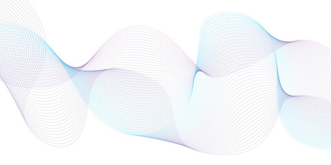 Dynamic blue line wave isolated on transparent background. Abstract sound visualization data.  Vector illustration, flat, clip art