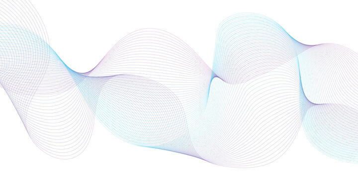 Dynamic blue line wave isolated on transparent background. Abstract sound visualization data.  Vector illustration, flat, clip art