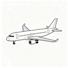 A simple line drawing of a commercial airplane in flight