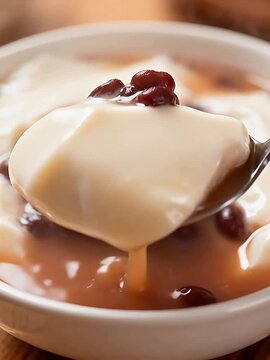 Tofu pudding with red beans