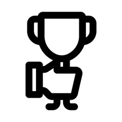 Trophy on Hand illustration celebrating victory, achievement, and success in a modern creative style